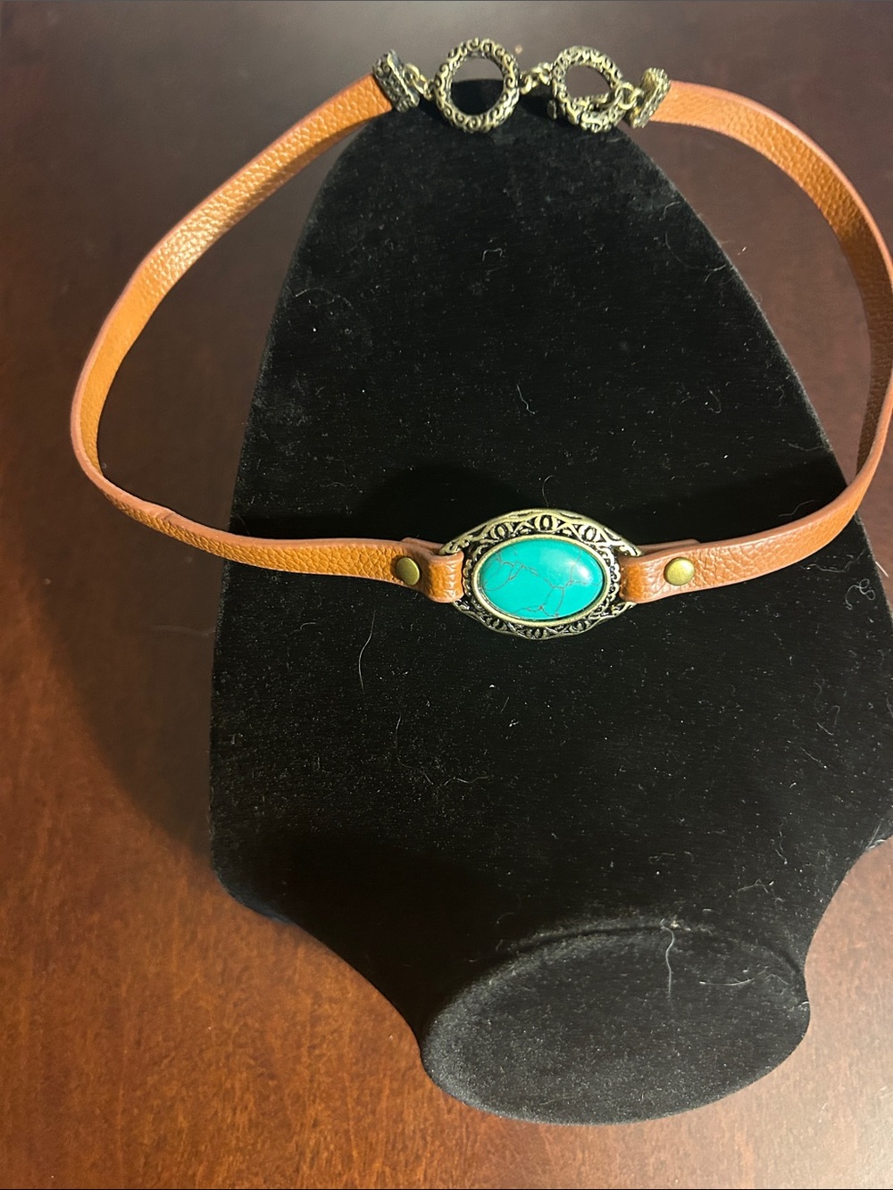 Turquoise Oval Center Brown wrap bracelet